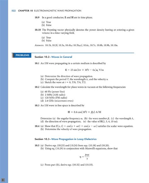 Chapter 10 Tutorial Work: Electromagnetic Wave Propagation,.